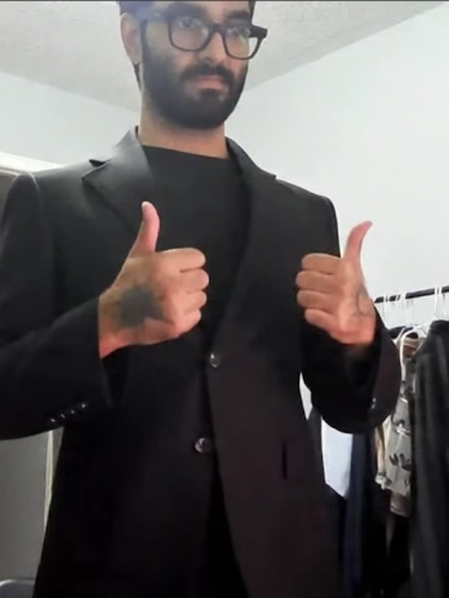 The same black wool blazer, generated live on the shopper.